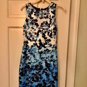 Vince Camuto Midi Length Blue flowered Dress